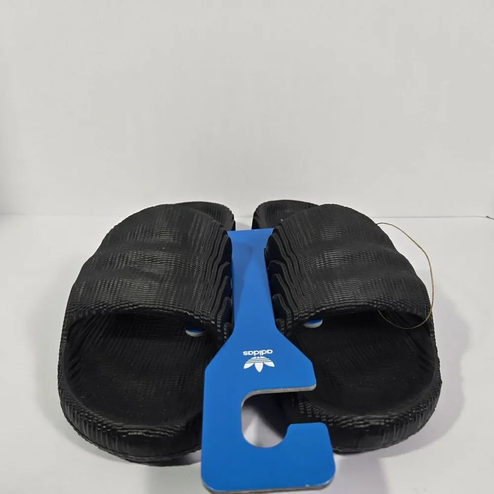 Adidas Adilette 22 Slides Black‎ Scarlet Slip On Sandals Mens Size 10 NEW ID4925